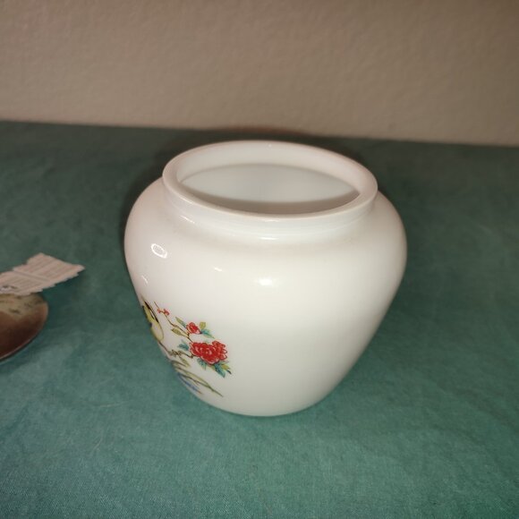 Avon Sugar Jar Vintage Silver Plated Lid Bird Flowers Design boho Bohemian old - Picture 6 of 10